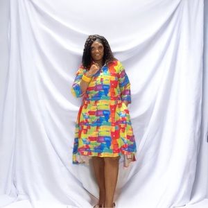 Cute patchwork shirt dress